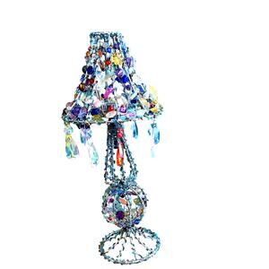Vintage Beaded Candle holder Lamp  sead, teardrop, plus beads metal